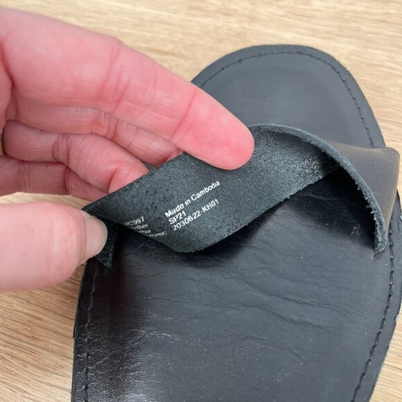 Madewell Womens Slip On Leather Slide Sandal Size 9.5 Black Double Strap Casual - Picture 7 of 9